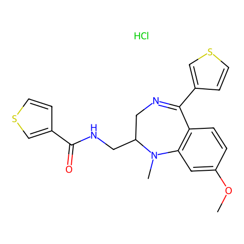 3-Thiophenecarboxamide, N-((2,3-dihydro-8-methoxy-1-methyl-5-(3-thienyl)-1H-1,4-benzodiazepin-2-yl)methyl)-, monohydrochloride structure