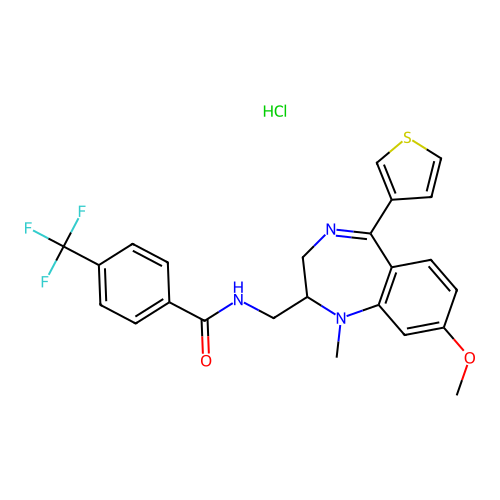 N-((2,3-Dihydro-8-Methoxy-1-Methyl-5-(3-Thienyl)-1H-1,4-Benzodiazepin-2-ylMethyl)-4-(Trifluoromethyl)-Benzamide Monohydrochloride structure
