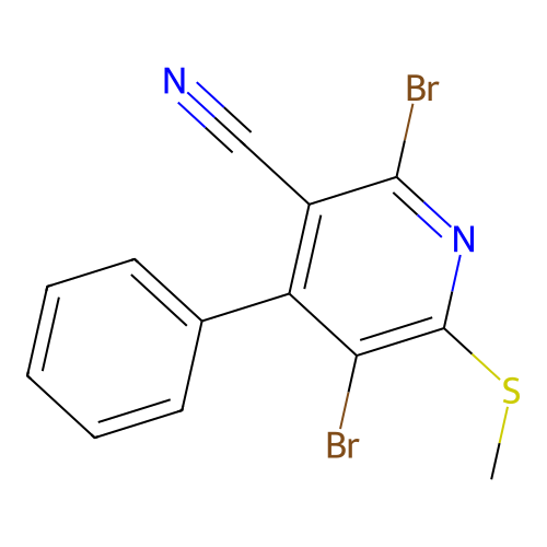 2,5-dibromo-6-methylsulfanyl-4-phenylpyridine-3-carbonitrile structure
