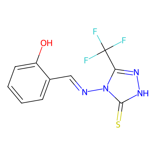 5-Mercapto-4-salicylideneamino-3-trifluoromethyl-s-triazole structure