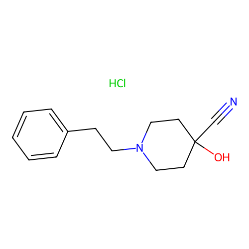 4-Hydroxy-1-phenethylpiperidine-4-carbonitrile monohydrochloride structure