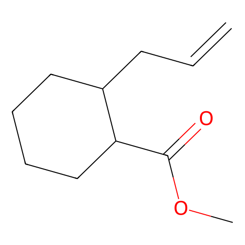 Cyclohexanecarboxylic acid, 2-(2-propenyl)-, methyl ester structure