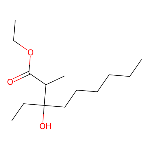 Ethyl 3-ethyl-3-hydroxy-2-methylnonan-1-oate structure