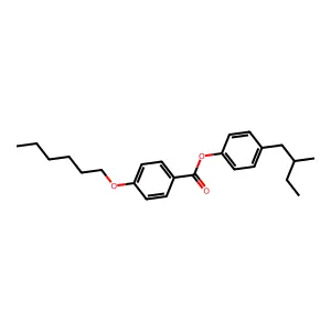 Benzoic acid, 4-(hexyloxy)-, 4-(2-methylbutyl)phenyl ester structure