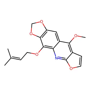 1,3-Dioxolo(4,5-g)furo(2,3-b)quinoline, 9-methoxy-4-((3-methyl-2-butenyl)oxy)- structure