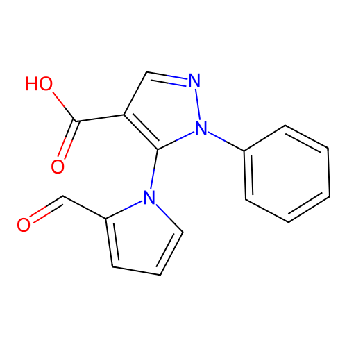 5-(2-formyl-1H-pyrrol-1-yl)-1-phenyl-1H-pyrazole-4-carboxylic acid structure