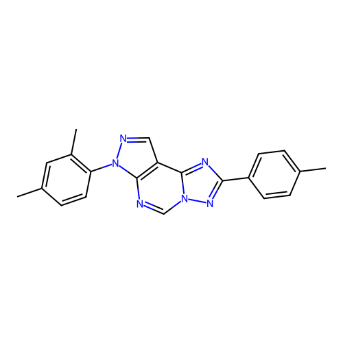 7-(2,4-dimethylphenyl)-2-(p-tolyl)-7H-pyrazolo[4,3-e][1,2,4]triazolo[1,5-c]pyrimidine structure