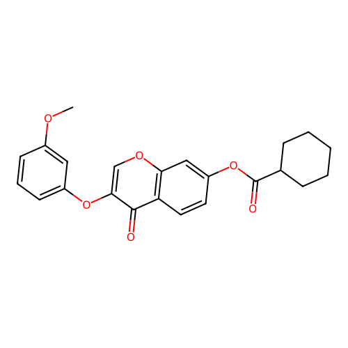 3-(3-methoxyphenoxy)-4-oxo-4H-chromen-7-yl cyclohexanecarboxylate structure