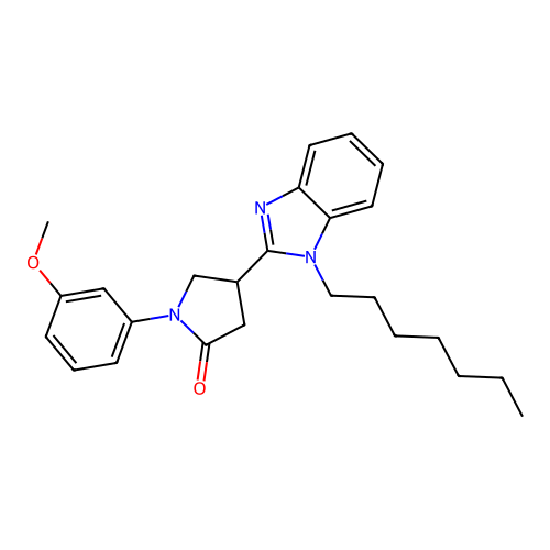 4-(1-heptyl-1H-benzimidazol-2-yl)-1-(3-methoxyphenyl)pyrrolidin-2-one structure