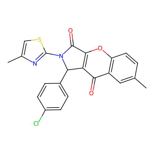 1-(4-chlorophenyl)-7-methyl-2-(4-methyl-1,3-thiazol-2-yl)-1,2-dihydrochromeno[2,3-c]pyrrole-3,9-dione structure