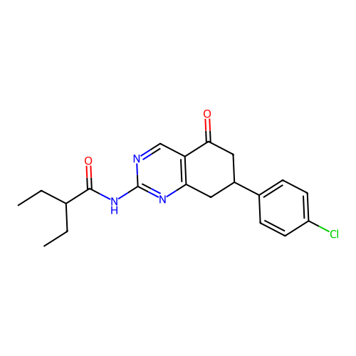 N-[7-(4-chlorophenyl)-5-oxo-5,6,7,8-tetrahydroquinazolin-2-yl]-2-ethylbutanamide structure
