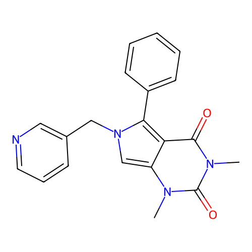 1,3-dimethyl-5-phenyl-6-(pyridin-3-ylmethyl)-1H-pyrrolo[3,4-d]pyrimidine-2,4(3H,6H)-dione structure