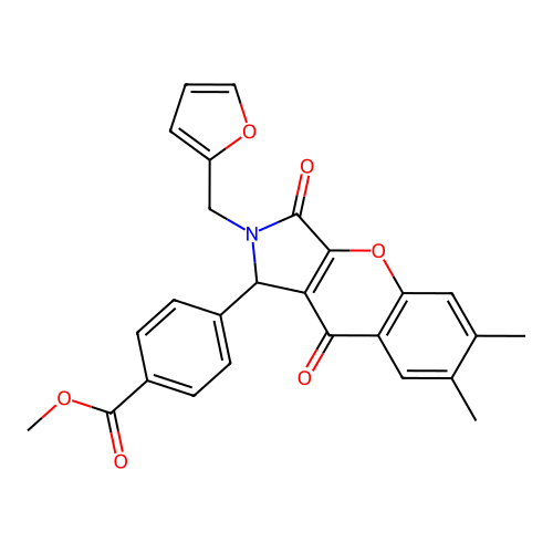 methyl 4-(2-(furan-2-ylmethyl)-6,7-dimethyl-3,9-dioxo-1,2,3,9-tetrahydrochromeno[2,3-c]pyrrol-1-yl)benzoate structure
