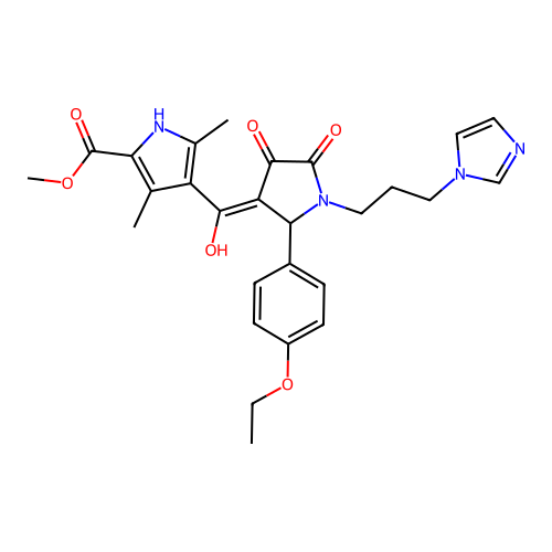 methyl 4-(1-(3-(1H-imidazol-1-yl)propyl)-2-(4-ethoxyphenyl)-4-hydroxy-5-oxo-2,5-dihydro-1H-pyrrole-3-carbonyl)-3,5-dimethyl-1H-pyrrole-2-carboxylate structure