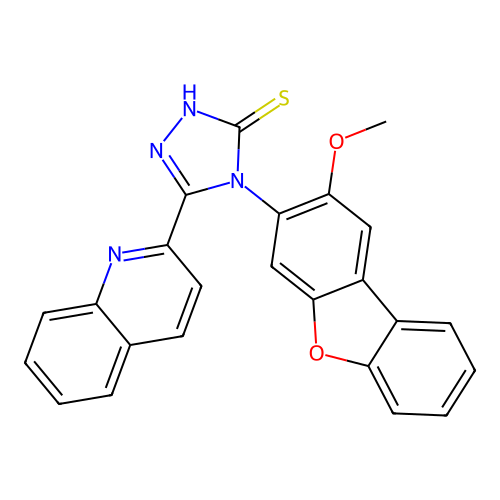 4-(2-methoxydibenzo[b,d]furan-3-yl)-5-(quinolin-2-yl)-4H-1,2,4-triazole-3-thiol structure