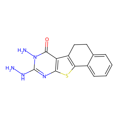 8-amino-9-hydrazinyl-5,6-dihydronaphtho[2',1':4,5]thieno[2,3-d]pyrimidin-7(8H)-one structure