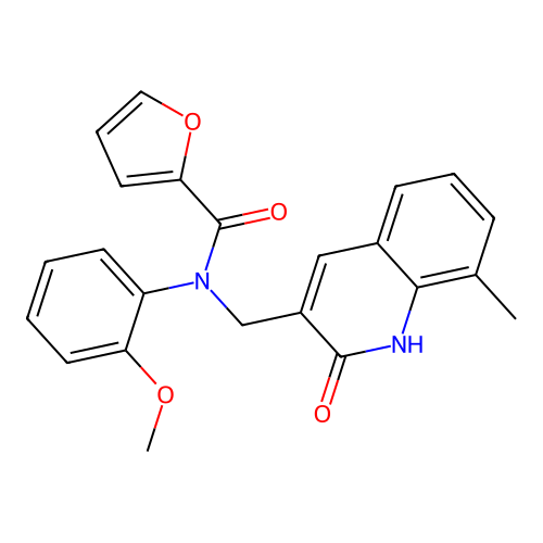 N-(2-methoxyphenyl)-N-[(8-methyl-2-oxo-1H-quinolin-3-yl)methyl]furan-2-carboxamide structure