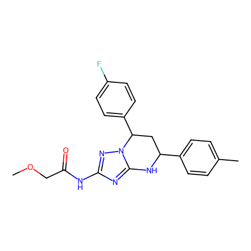 N-(7-(4-fluorophenyl)-5-(p-tolyl)-4,5,6,7-tetrahydro-[1,2,4]triazolo[1,5-a]pyrimidin-2-yl)-2-methoxyacetamide structure