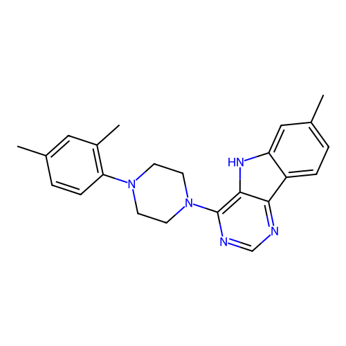 4-[4-(2,4-dimethylphenyl)piperazin-1-yl]-7-methyl-5H-pyrimido[5,4-b]indole structure