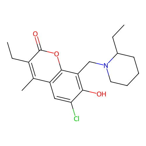6-chloro-3-ethyl-8-[(2-ethylpiperidino)methyl]-7-hydroxy-4-methyl-2H-chromen-2-one structure