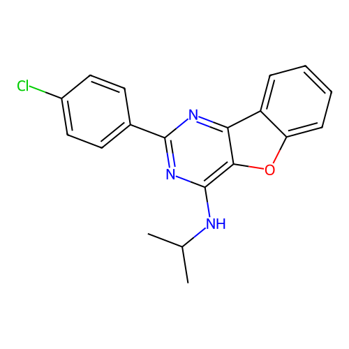 2-(4-chlorophenyl)-N-(propan-2-yl)[1]benzofuro[3,2-d]pyrimidin-4-amine structure