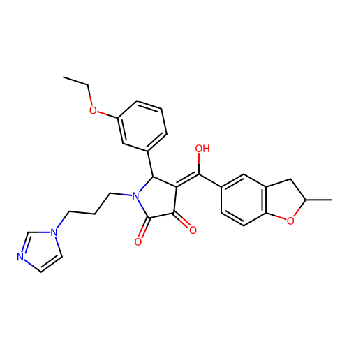 5-(3-ethoxyphenyl)-3-hydroxy-1-[3-(1H-imidazol-1-yl)propyl]-4-(2-methyl-2,3-dihydro-1-benzofuran-5-carbonyl)-2,5-dihydro-1H-pyrrol-2-one structure