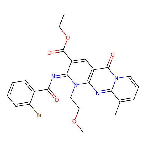 (Z)-ethyl 2-((2-bromobenzoyl)imino)-1-(2-methoxyethyl)-10-methyl-5-oxo-2,5-dihydro-1H-dipyrido[1,2-a:2',3'-d]pyrimidine-3-carboxylate structure