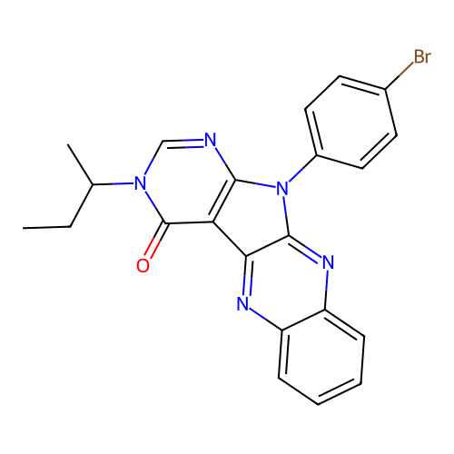 11-(4-bromophenyl)-3-(butan-2-yl)-3,11-dihydro-4H-pyrimido[5',4':4,5]pyrrolo[2,3-b]quinoxalin-4-one structure