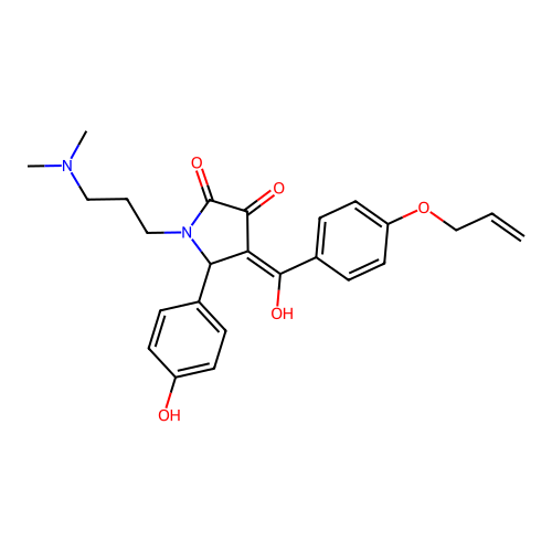 1-[3-(dimethylamino)propyl]-3-hydroxy-5-(4-hydroxyphenyl)-4-[4-(prop-2-en-1-yloxy)benzoyl]-2,5-dihydro-1H-pyrrol-2-one structure