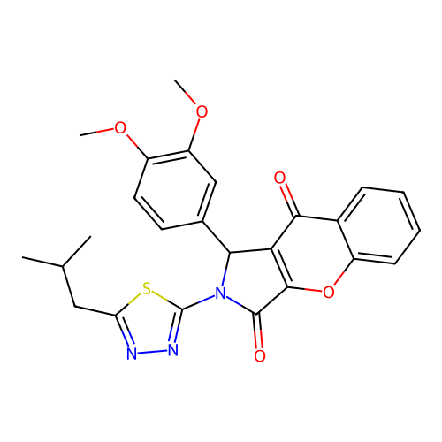 1-(3,4-dimethoxyphenyl)-2-(5-isobutyl-1,3,4-thiadiazol-2-yl)-1,2-dihydrochromeno[2,3-c]pyrrole-3,9-dione structure