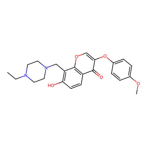 8-((4-ethylpiperazin-1-yl)methyl)-7-hydroxy-3-(4-methoxyphenoxy)-4H-chromen-4-one structure