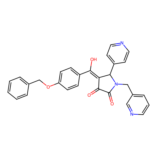 4-[4-(benzyloxy)benzoyl]-3-hydroxy-1-[(pyridin-3-yl)methyl]-5-(pyridin-4-yl)-2,5-dihydro-1H-pyrrol-2-one structure