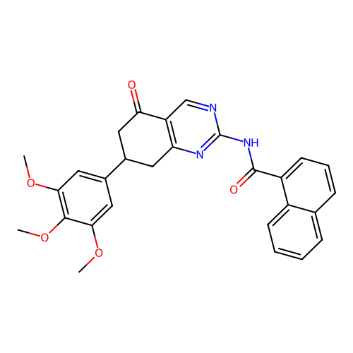 N-[5-oxo-7-(3,4,5-trimethoxyphenyl)-5,6,7,8-tetrahydroquinazolin-2-yl]naphthalene-1-carboxamide structure