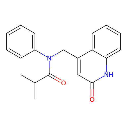 N-[(2-hydroxyquinolin-4-yl)methyl]-2-methyl-N-phenylpropanamide structure