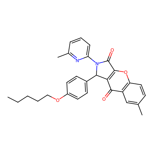 7-methyl-2-(6-methyl-2-pyridyl)-1-[4-(pentyloxy)phenyl]-1,2-dihydrochromeno[2,3-c]pyrrole-3,9-dione structure