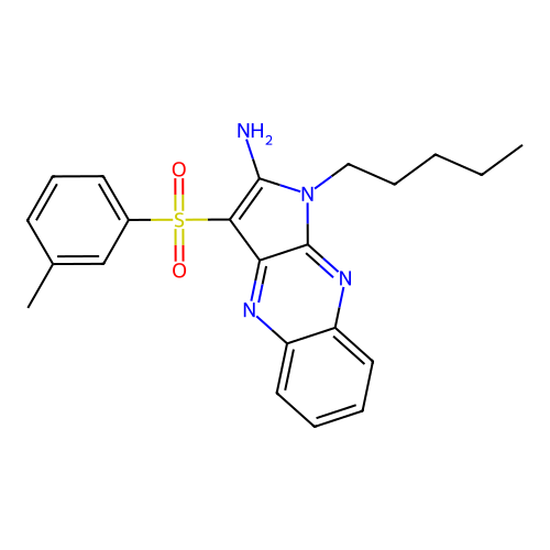 3-[(3-methylphenyl)sulfonyl]-1-pentyl-1H-pyrrolo[2,3-b]quinoxalin-2-amine structure
