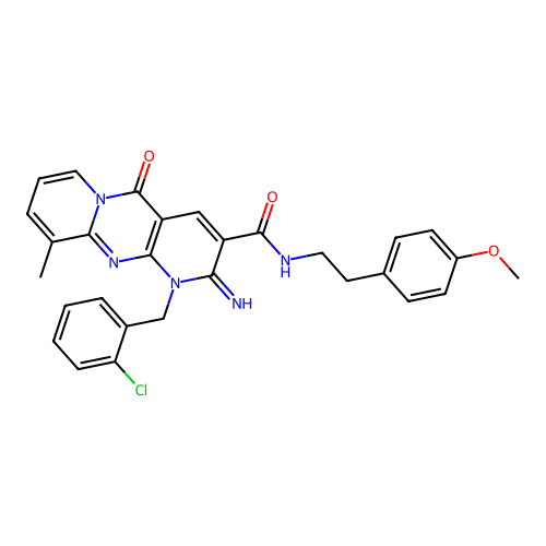 1-(2-chlorobenzyl)-2-imino-N-[2-(4-methoxyphenyl)ethyl]-10-methyl-5-oxo-1,5-dihydro-2H-dipyrido[1,2-a:2',3'-d]pyrimidine-3-carboxamide structure