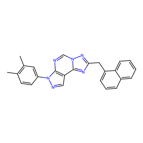 3-(3,4-dimethylphenyl)-8-(naphthylmethyl)-6-hydropyrazolo[5,4-d]1,2,4-triazolo [1,5-e]pyrimidine structure