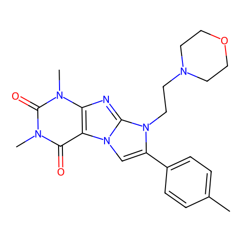 1,3-dimethyl-8-(2-morpholinoethyl)-7-(p-tolyl)-1H-imidazo[2,1-f]purine-2,4(3H,8H)-dione structure