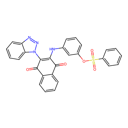 [3-[[3-(benzotriazol-1-yl)-1,4-dioxonaphthalen-2-yl]amino]phenyl] benzenesulfonate structure