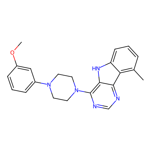 4-[4-(3-methoxyphenyl)piperazin-1-yl]-9-methyl-5H-pyrimido[5,4-b]indole structure