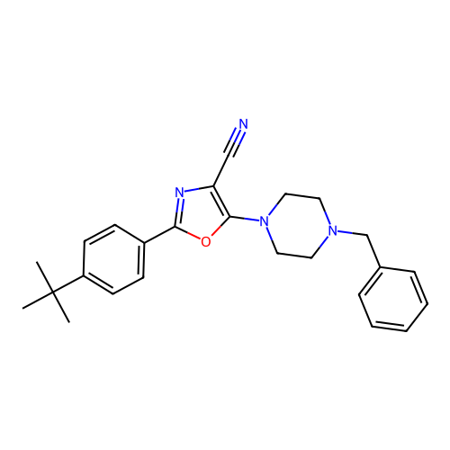 5-(4-Benzylpiperazin-1-yl)-2-(4-tert-butylphenyl)-1,3-oxazole-4-carbonitrile structure