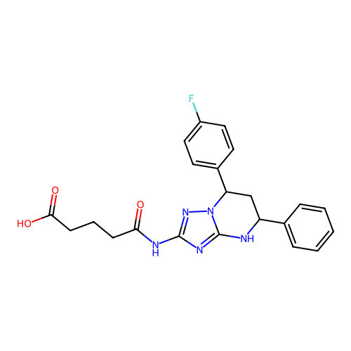 5-((7-(4-fluorophenyl)-5-phenyl-4,5,6,7-tetrahydro-[1,2,4]triazolo[1,5-a]pyrimidin-2-yl)amino)-5-oxopentanoic acid structure