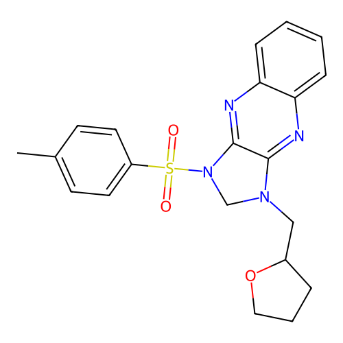 1-((Tetrahydrofuran-2-yl)methyl)-3-tosyl-2,3-dihydro-1H-imidazo[4,5-b]quinoxaline structure