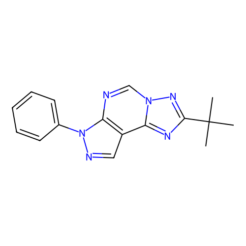 2-tert-butyl-7-phenyl-7H-pyrazolo[4,3-e][1,2,4]triazolo[1,5-c]pyrimidine structure