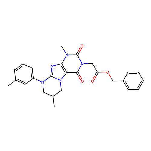 benzyl 2-[1,7-dimethyl-9-(3-methylphenyl)-2,4-dioxo-1H,2H,3H,4H,6H,7H,8H,9H-pyrimido[1,2-g]purin-3-yl]acetate structure