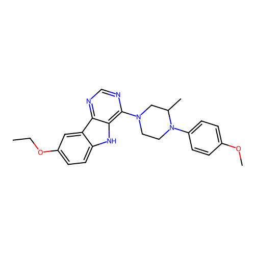 8-ethoxy-4-[4-(4-methoxyphenyl)-3-methylpiperazin-1-yl]-5H-pyrimido[5,4-b]indole structure