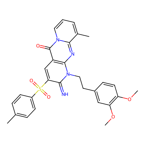1-[2-(3,4-dimethoxyphenyl)ethyl]-2-imino-10-methyl-3-[(4-methylphenyl)sulfonyl]-1,2-dihydro-5H-dipyrido[1,2-a:2',3'-d]pyrimidin-5-one structure