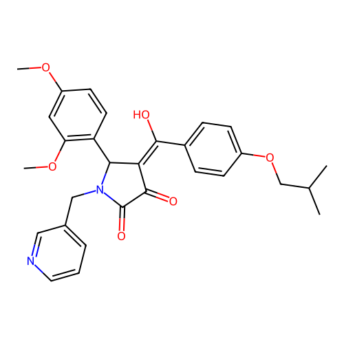 (4E)-5-(2,4-dimethoxyphenyl)-4-[hydroxy-[4-(2-methylpropoxy)phenyl]methylidene]-1-(pyridin-3-ylmethyl)pyrrolidine-2,3-dione structure