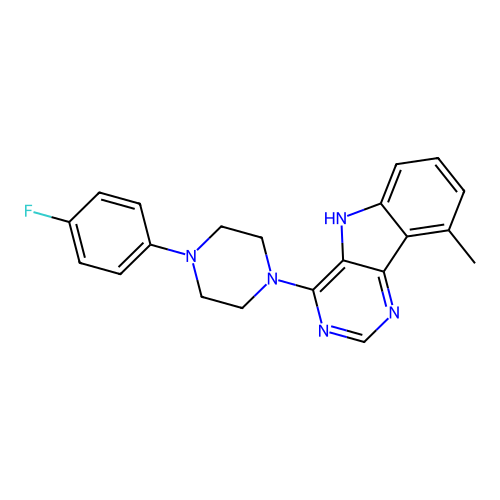 4-[4-(4-fluorophenyl)piperazin-1-yl]-9-methyl-5H-pyrimido[5,4-b]indole structure